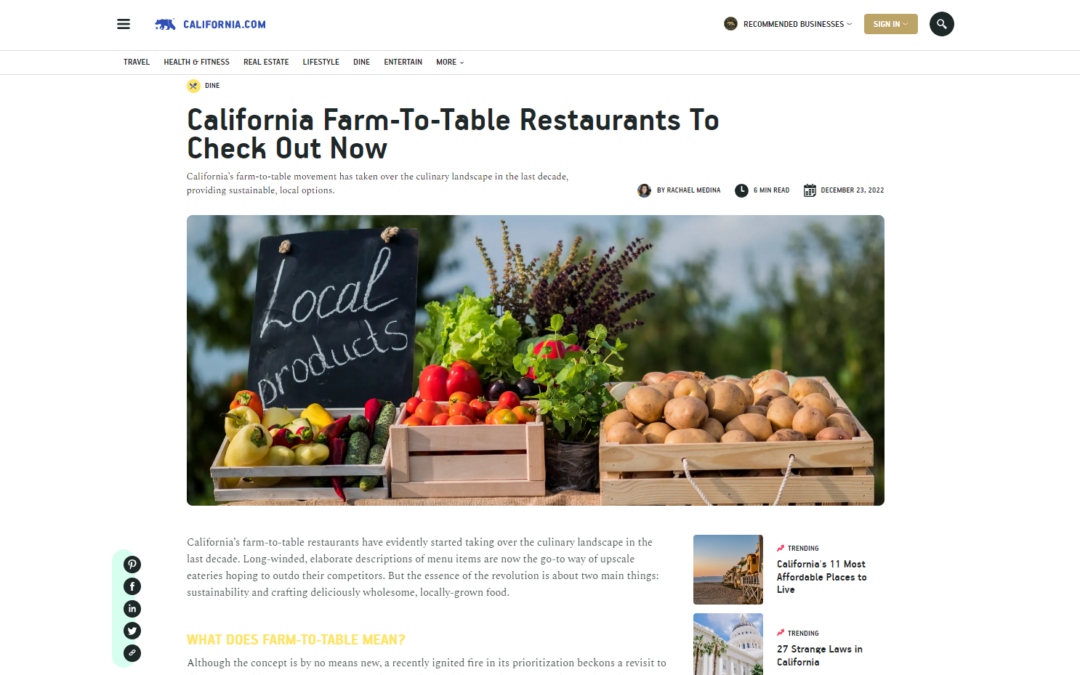 Farmer’s Table Is One Of California’s Best Farm-To-Table Restaurants